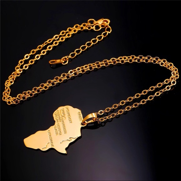 New 18k gold map necklace for men women - Picture 2 of 5